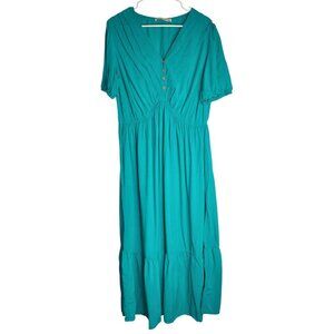 Rustydustty Womens 2XL Teal Dress With Button Detail 100% Viscose